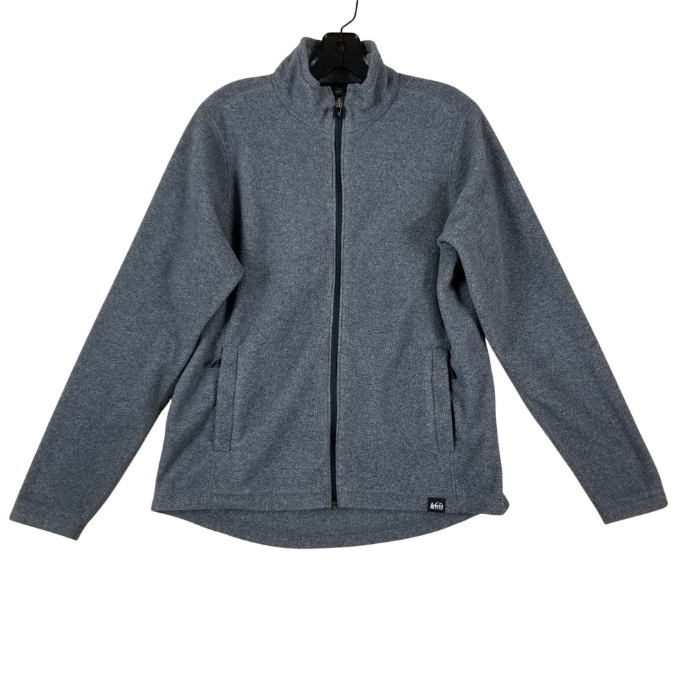 REI Co-op Womens Gray Full Zip Fleece Jacket Midweight Hiking Layer Large 901123